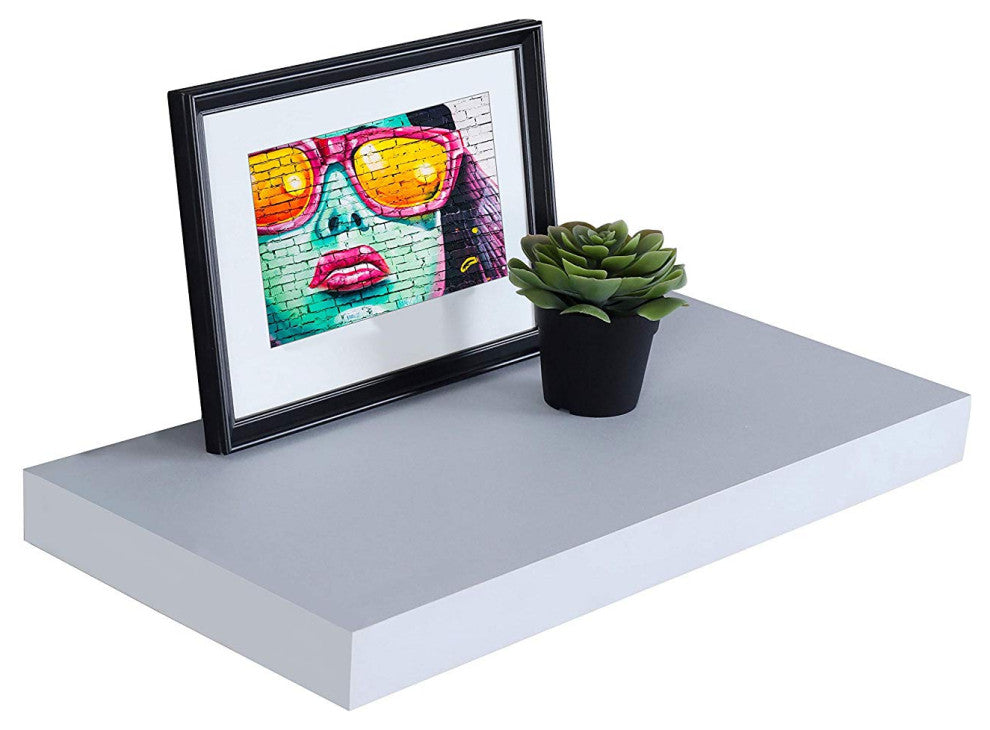 11.81" Depth Grande Floating Wall Shelves, White, 23.62"