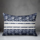 Navy with White Stripes and Leaves Spun Poly Pillow, 14"x20"