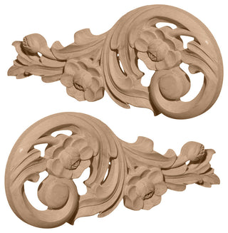 9 3/4"W x 4 3/4"H x 3/4"D (Each Side) Medium Springtime Scrolls (Pair), Alder