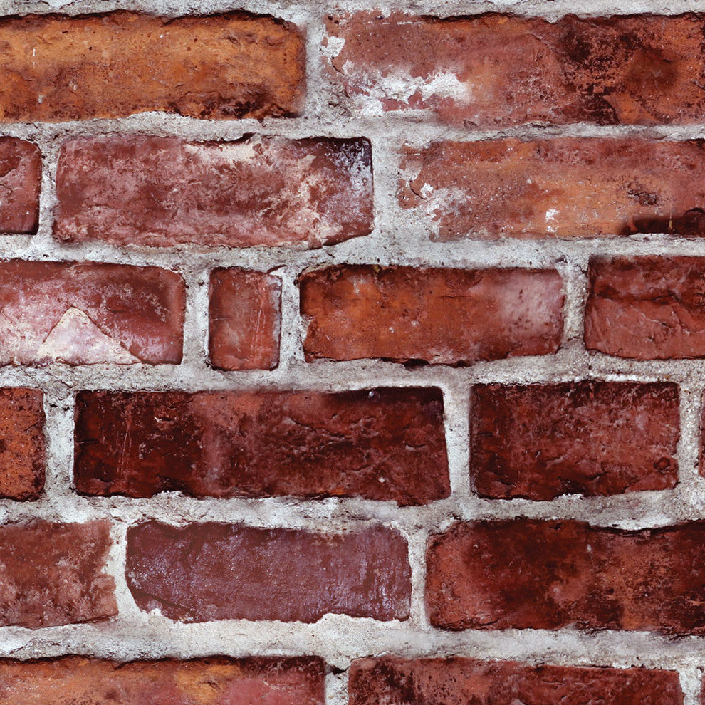 Brick Peel and Stick Vinyl Wallpaper, Red, 24"w X 108"h
