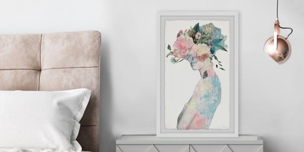 "Flower and Butterflies II" Framed Painting Print, 30"x45"