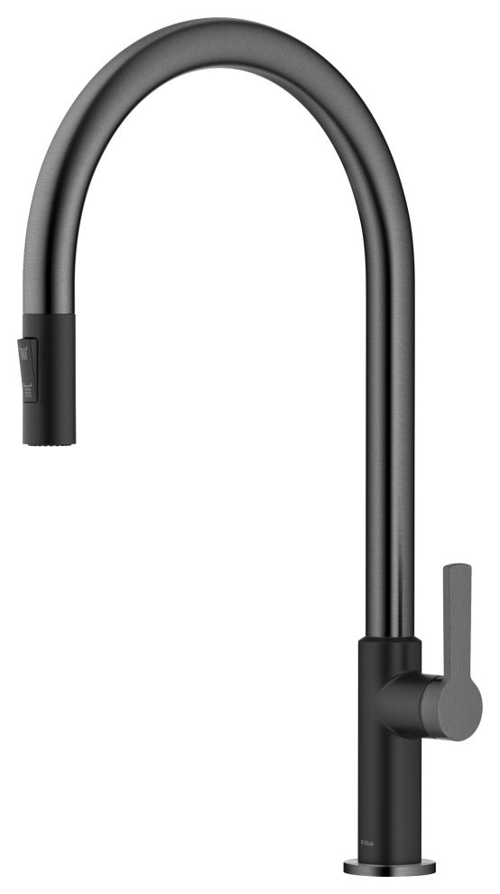 Oletto Pull-Down 1-Hole Kitchen Faucet, Matte Black/ Spot Free Black Stainless