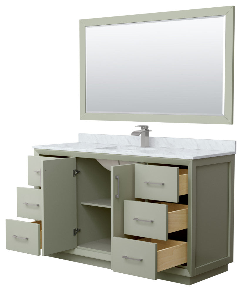 Wyndham WCF414160SLGCMUNSM58 Strada 60" Single Bathroom Vanity in Light Green