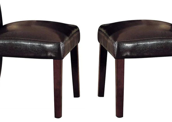 Benzara BM185840 Button Tufted Upholstered Wooden Side Chair, 2 set, Brown
