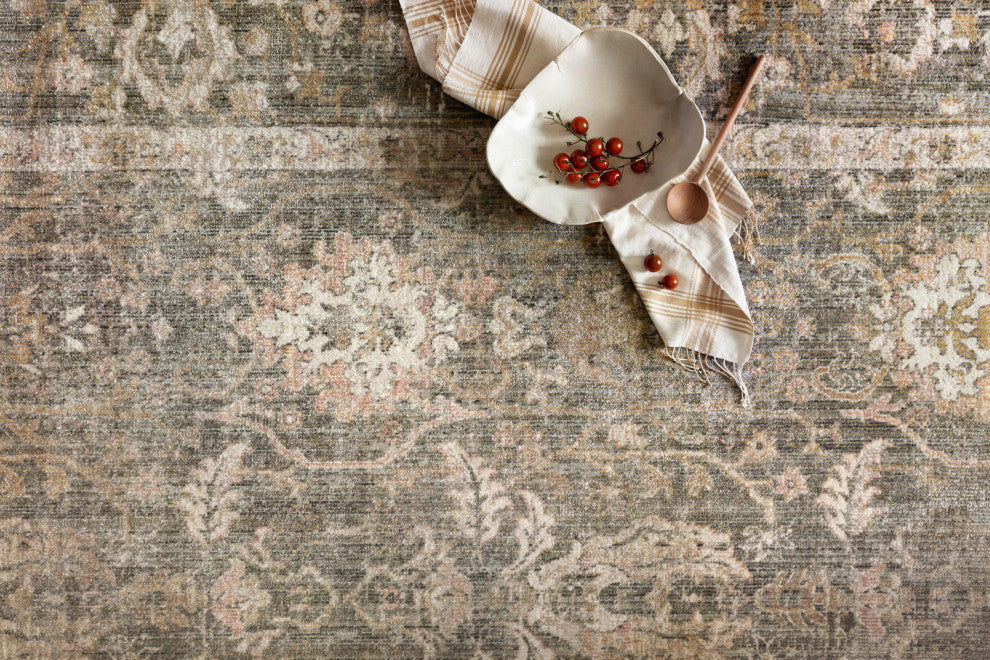 Chris Loves Julia x Loloi Rosemarie Area Rug, Sage/Blush, 7'-9" X 7'-9" Round