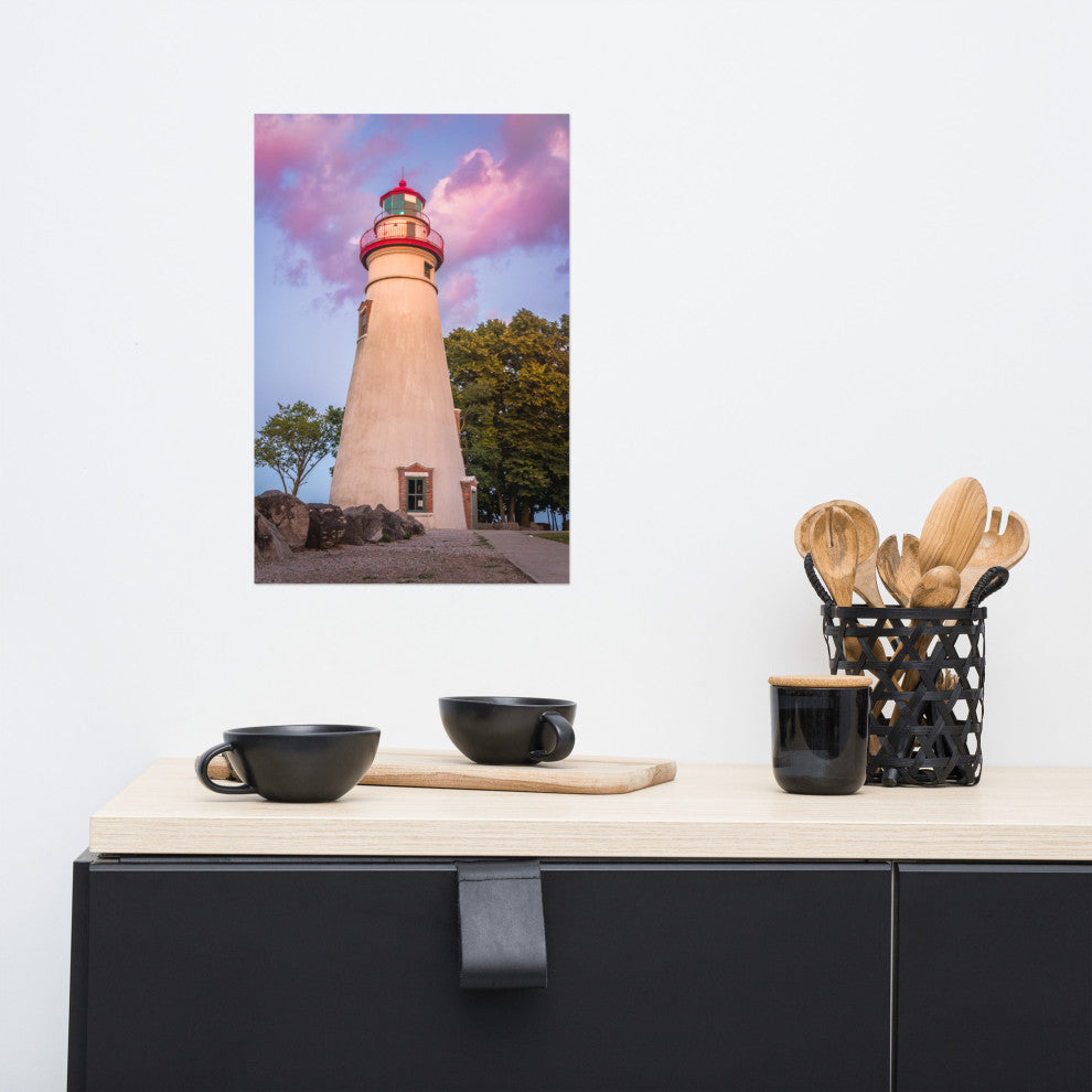 Marblehead Lighthouse at Sunset Coastal Landscape Unframed Wall Art Prints, 12" X 18"