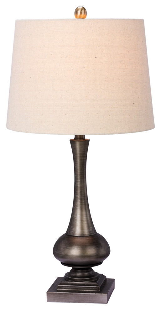 28" Metal Table Lamp, Dark Silver Finish