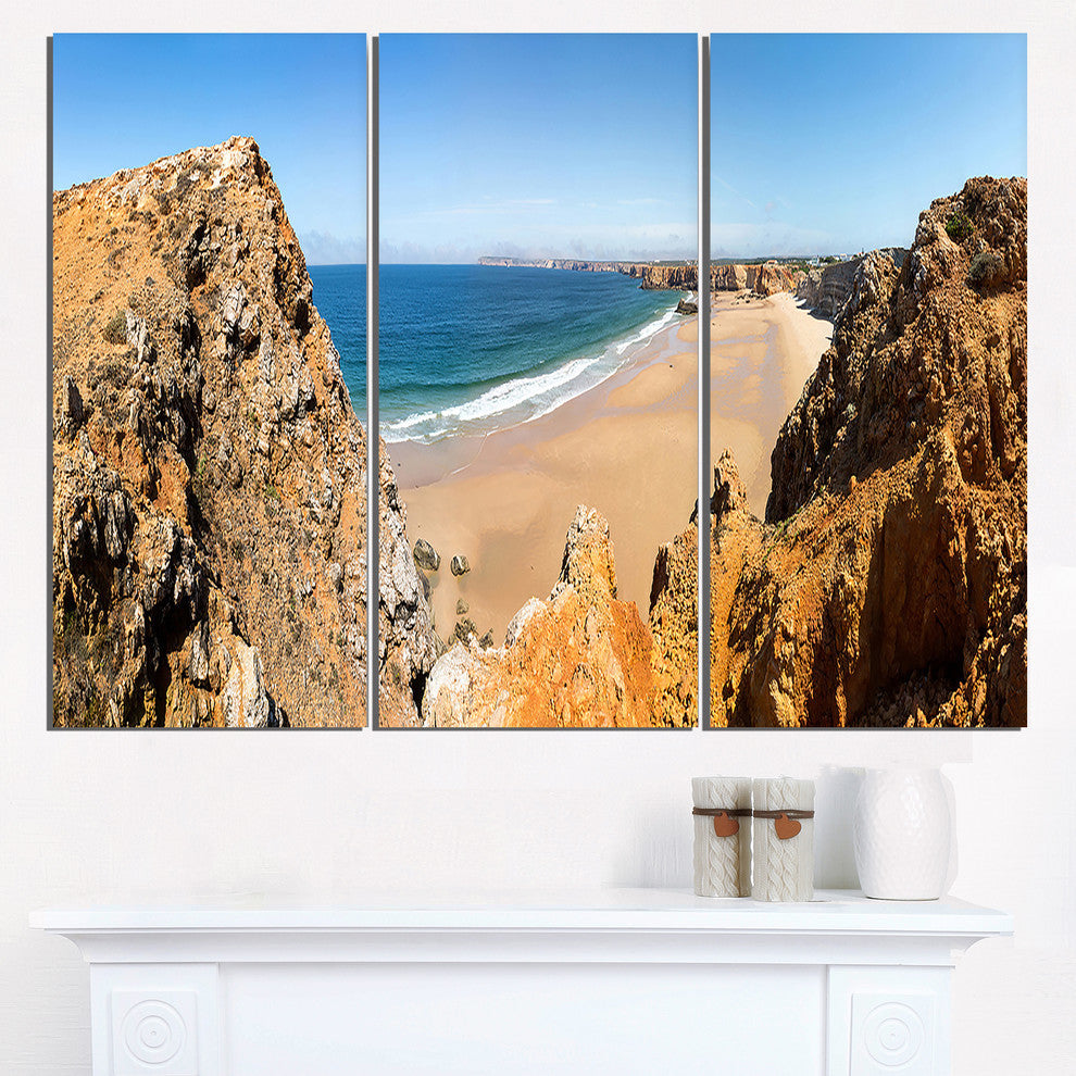 "Rocky Bay Portugal Panorama" Metal Wall Art, 3 Panels, 36"x28"
