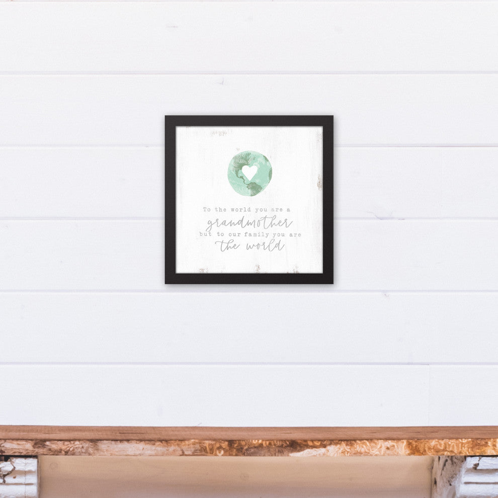 To Us You are the World Grandma 12x12 Black Framed Canvas
