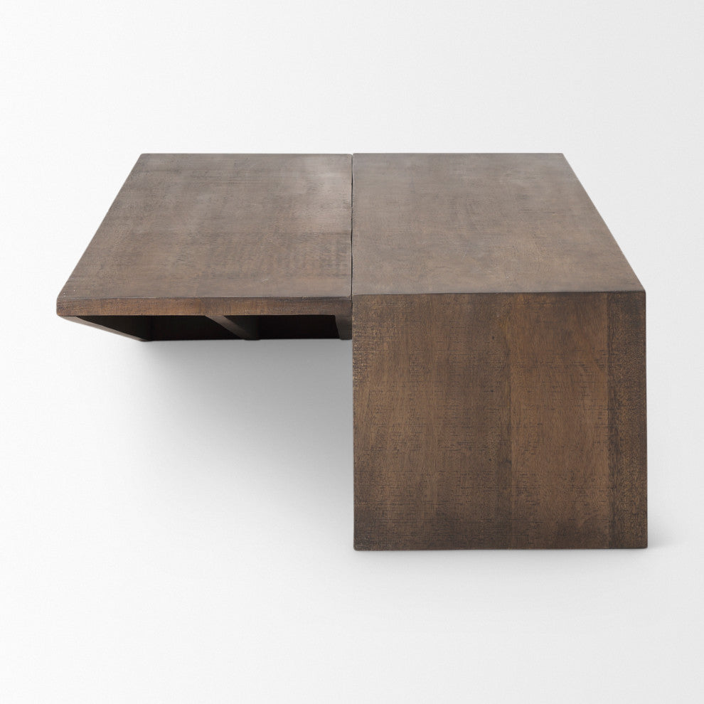 West Medium Brown Solid Wood Angled Coffee Table