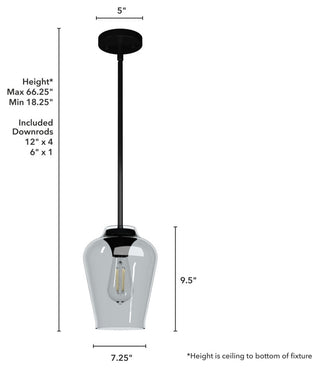 Vidria Matte Black 1 Light Mini Pendant Ceiling Light Fixture