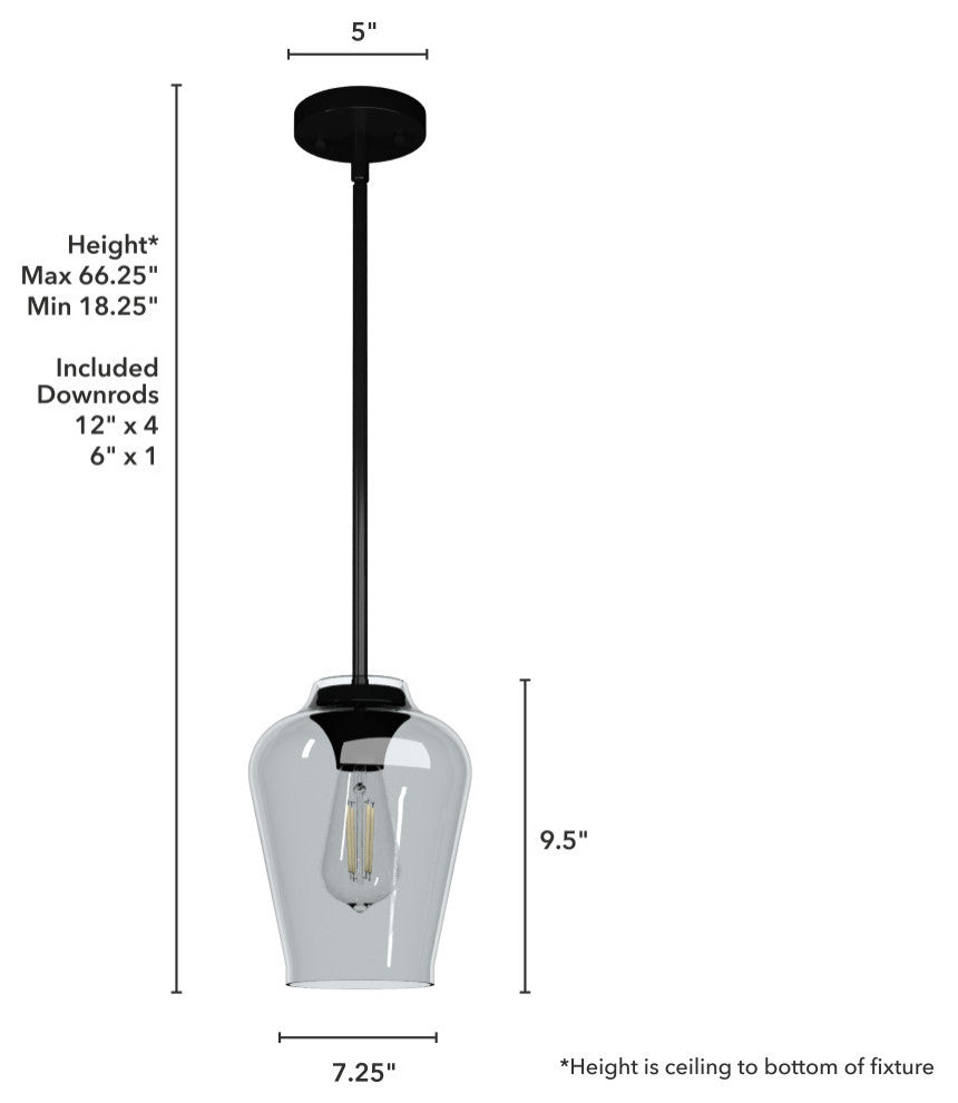 Vidria Matte Black 1 Light Mini Pendant Ceiling Light Fixture