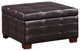 Detour Strap Square Storage Ottoman, Espresso Faux Leather