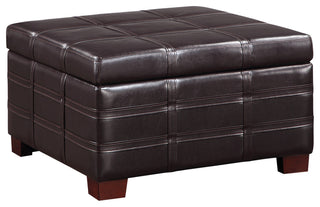 Detour Strap Square Storage Ottoman, Espresso Faux Leather