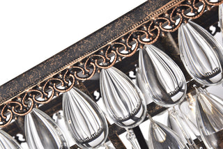 6-Light Antique Bronze Rectangular Crystal Chandelier Dining Room 40 in. Glam