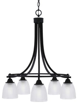 Paramount 5-Light Chandelier, Matte Black, 5" Clear Ribbed Glass