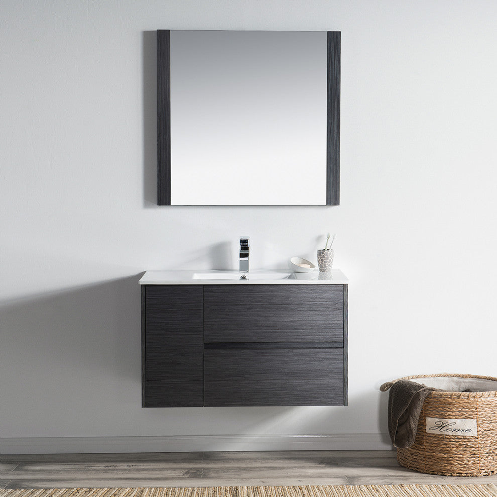 Blossom Valencia 36" Vanity Set, Silver Gray, Mirror