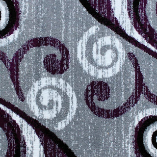 Valli Collection Modern Abstract Pattern Area Rug -Olefin with Jute Backing, Purple, 2' X 7'