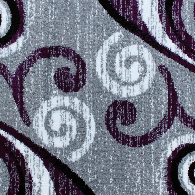 Valli Collection Modern Abstract Pattern Area Rug -Olefin with Jute Backing, Purple, 2' X 7'
