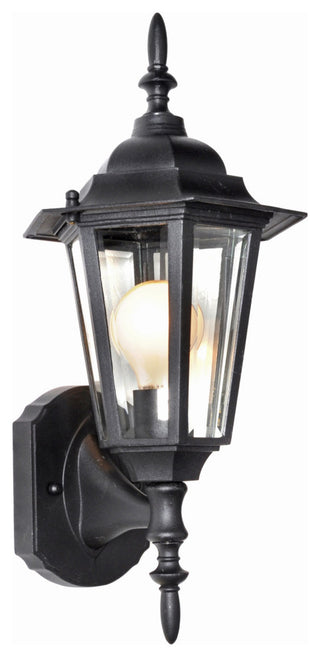 Maxim 3000 Builder Cast 14" 1 Light Wall Sconce - Black / Clear Glass