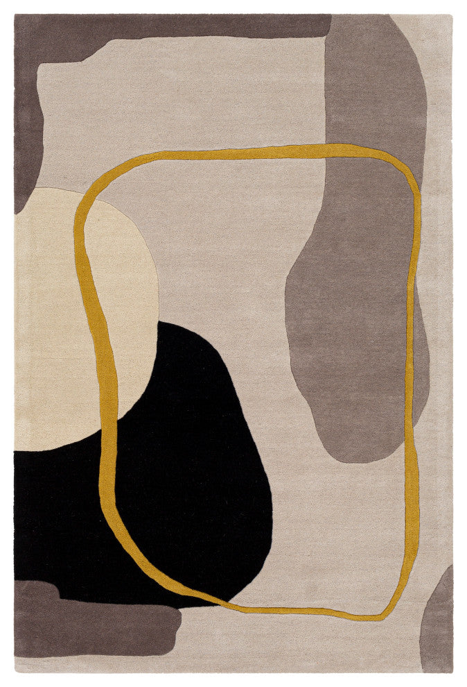 Queens QUN-2303 Modern Mustard/Gray 2'x3' Area Rug