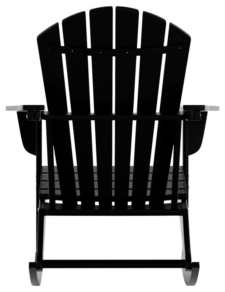 WestinTrends Outdoor Patio Poly Lumber Adirondack Porch Rocking Chair Rocker, Black