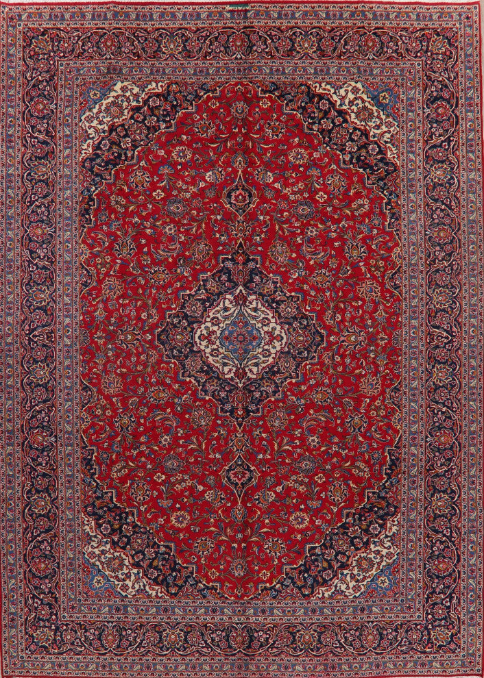 Consigned, Vintage Handmade Oriental Traditional Persian Area Rug, Red, 10x14