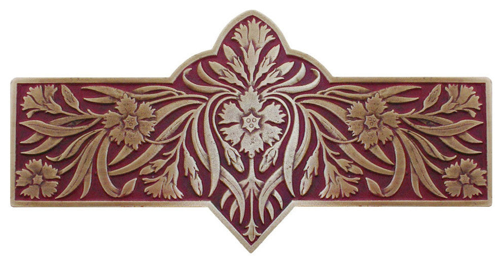 Dianthus Pull, Antique-Style Brass-Cayenne