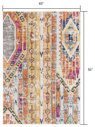 5'x7' Gold and Ivory Southwestern Area Rug