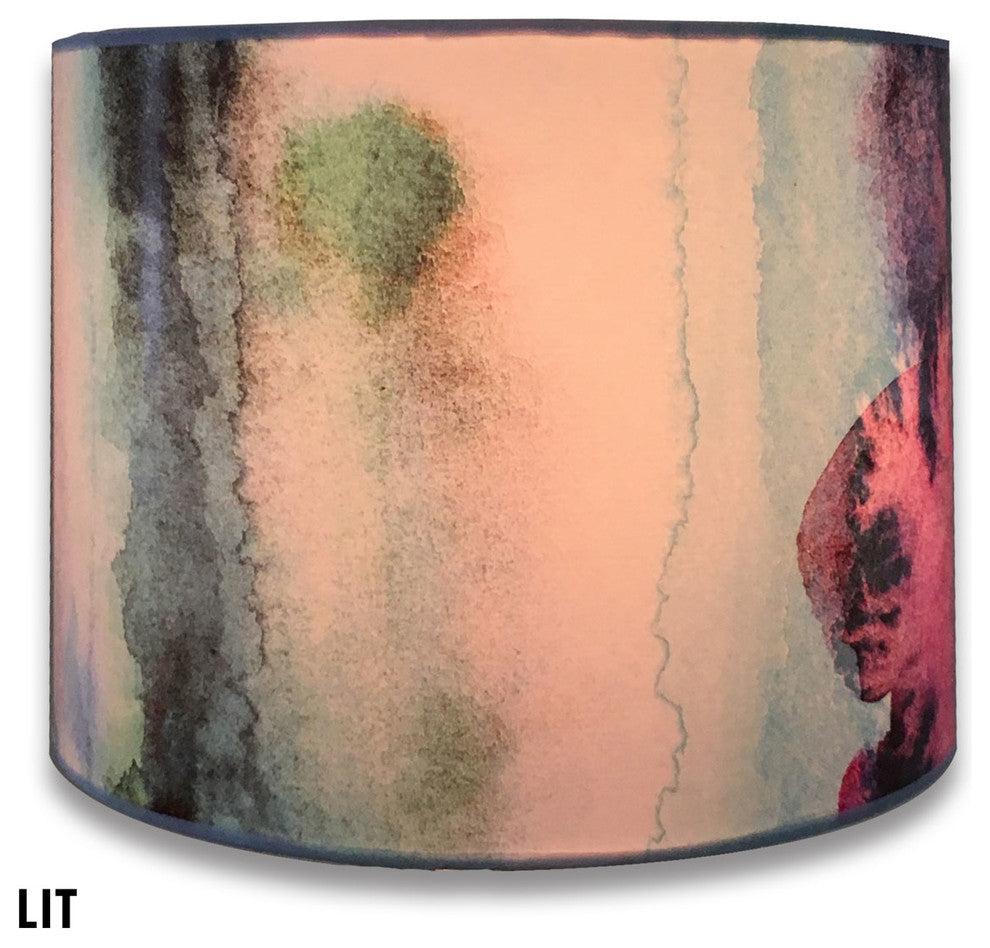 Decorative Handmade Lamp Shade, Water Color Painting Design, 10"x10"x8