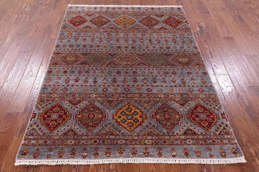5' 0" X 6' 7" Handmade Khorjin Super Kazak Rug Q11286