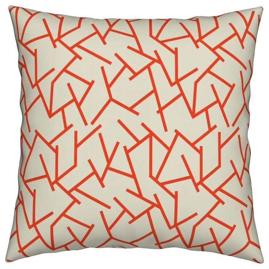 Foxtail Line Geometric Orange Holli Zollinger Throw Pillow Cover Velvet