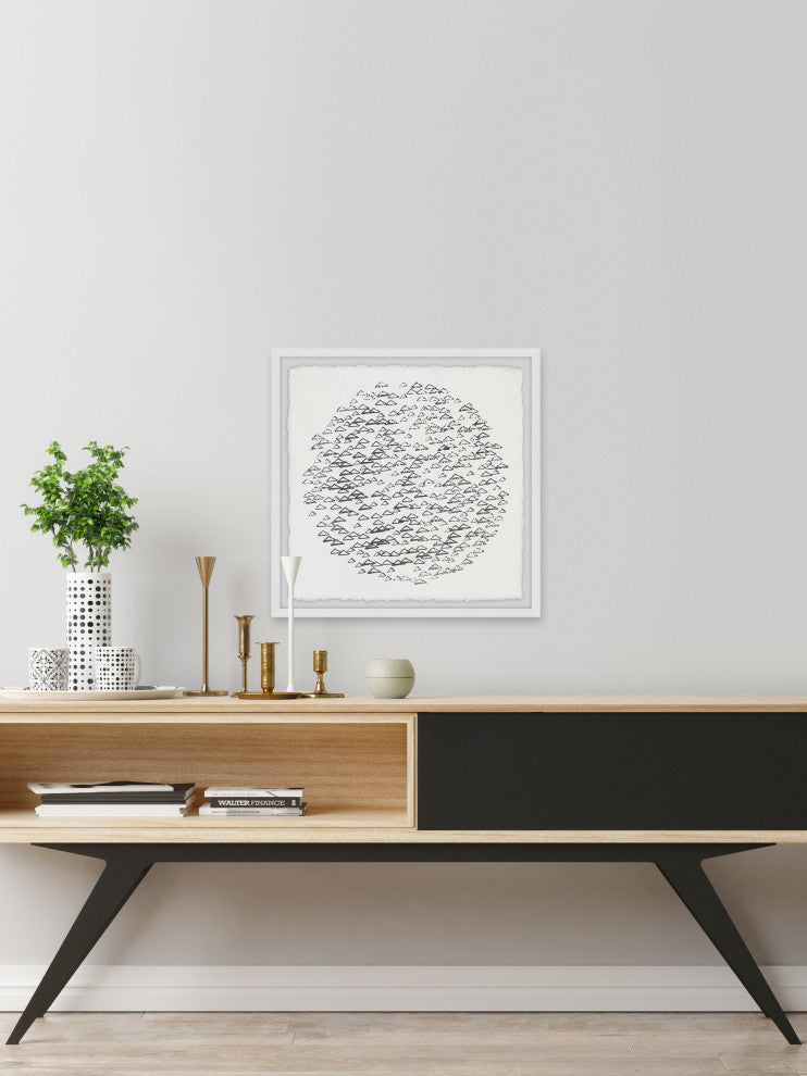 "Floating Black Triangles" Framed Painting Print, 18x18