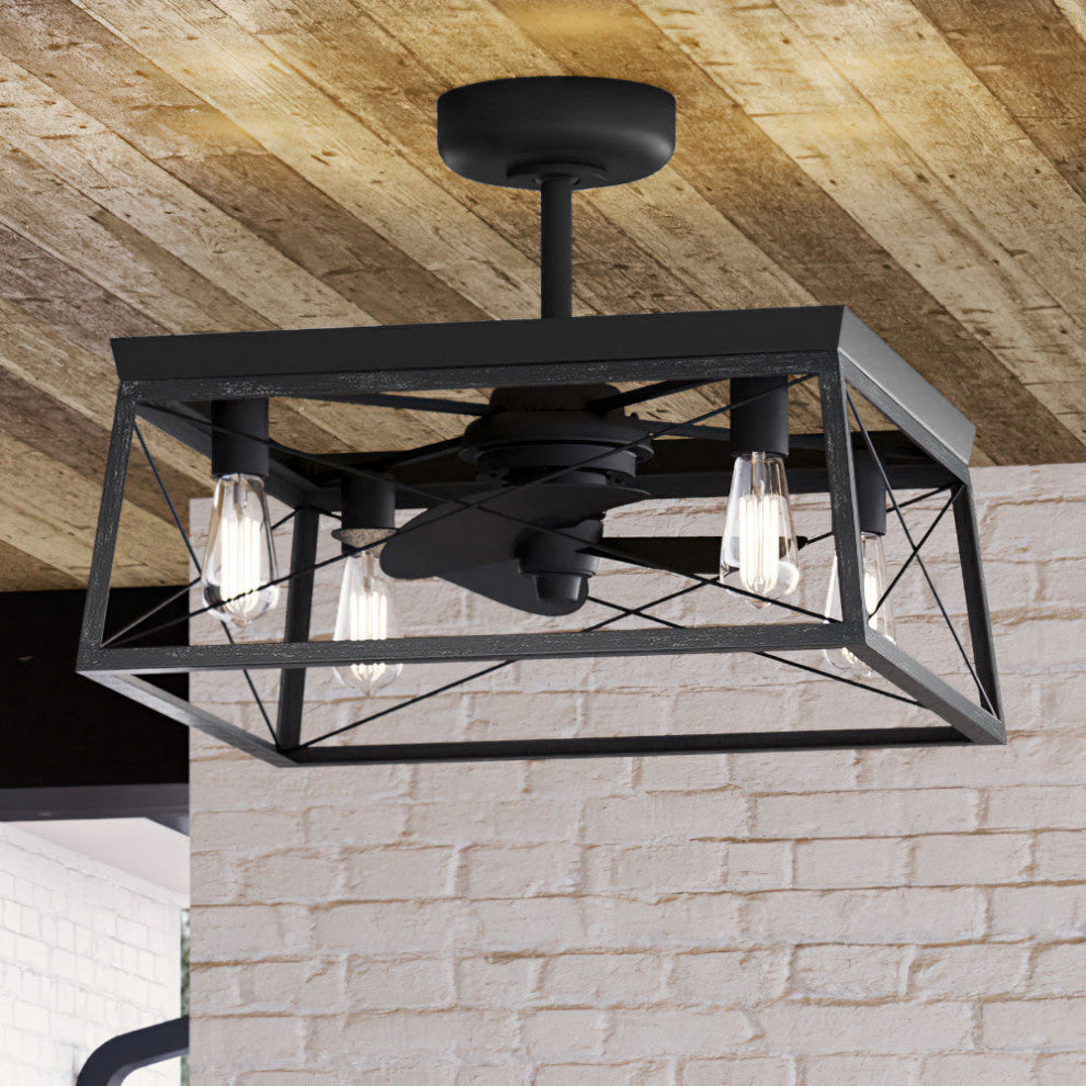 Luxury Farmhouse Ceiling Fan, Midnight Black