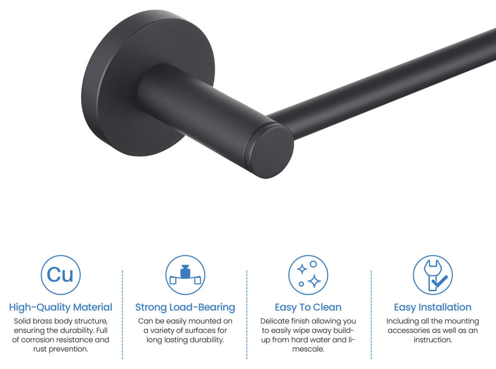 Circular 2-Piece Bathroom Hardware Set, Matte Black