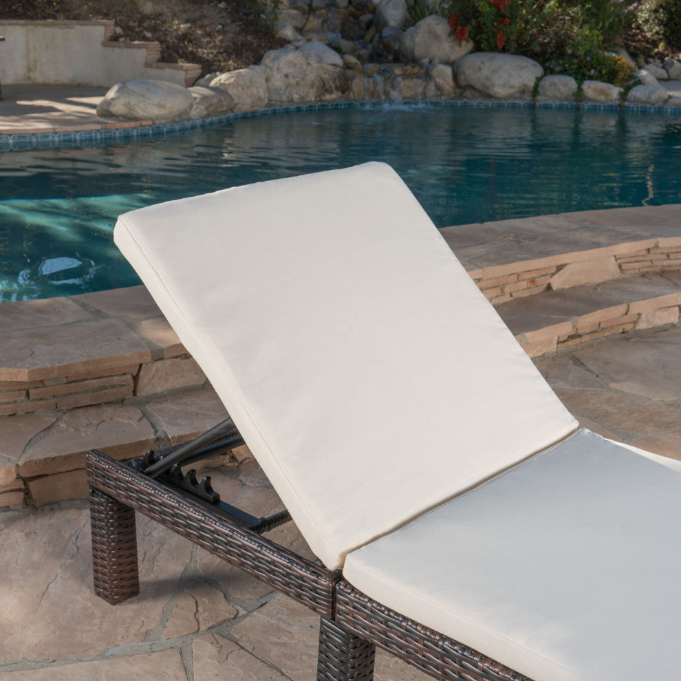 GDF Studio Laraine Outdoor Water Resistant Chaise Lounge Cushion, Cream, Set of 2