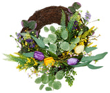 18" Tulip Green Leaves Half Wreath