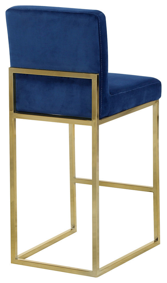 Giselle Velvet Counter Stool, Navy, Gold Base
