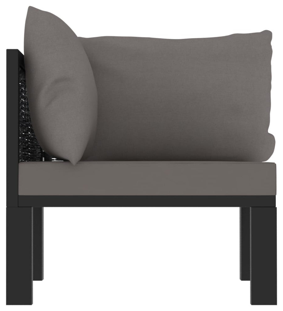 vidaXL Sectional Corner Sofa With Left Armrest Poly Rattan Anthracite