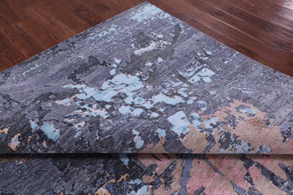 9' 1" X 12' 0" Abstract Wool & Silk Hand Knotted Rug - Q14897