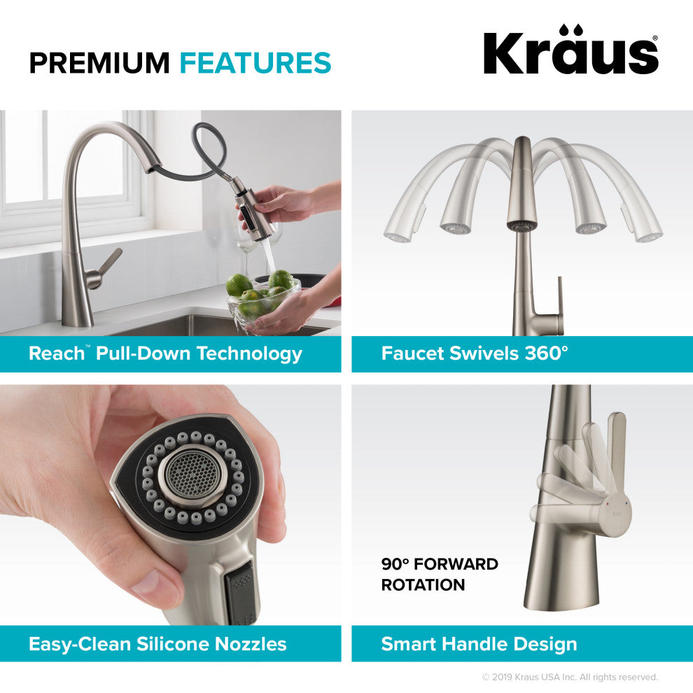 Nolen Pull-Down 1-Hole Kitchen Faucet Spot Free Stainless