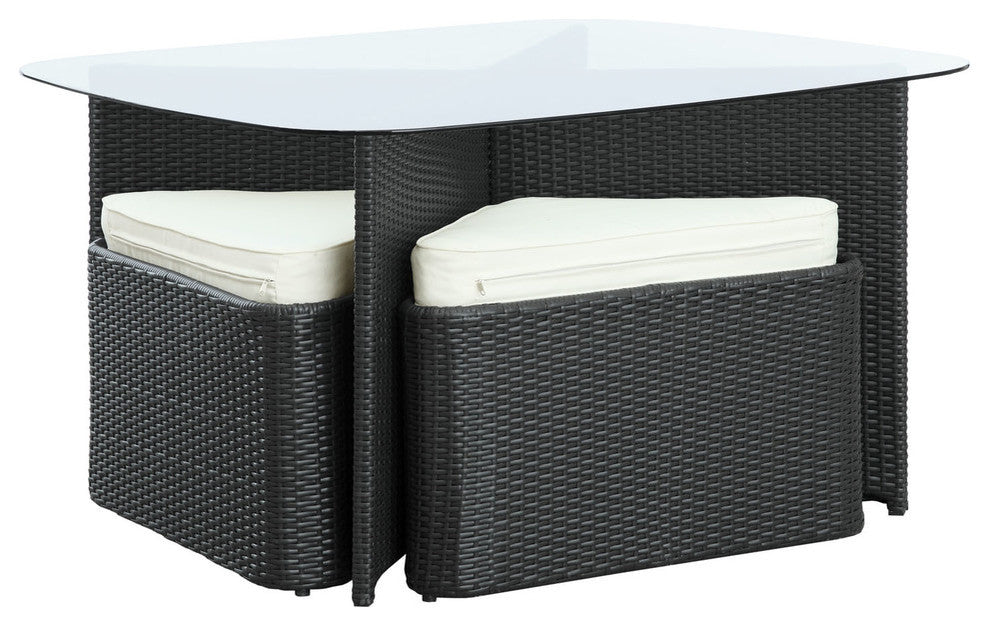 Modern Contemporary Outdoor Patio Rattan and Wicker Dining Set White