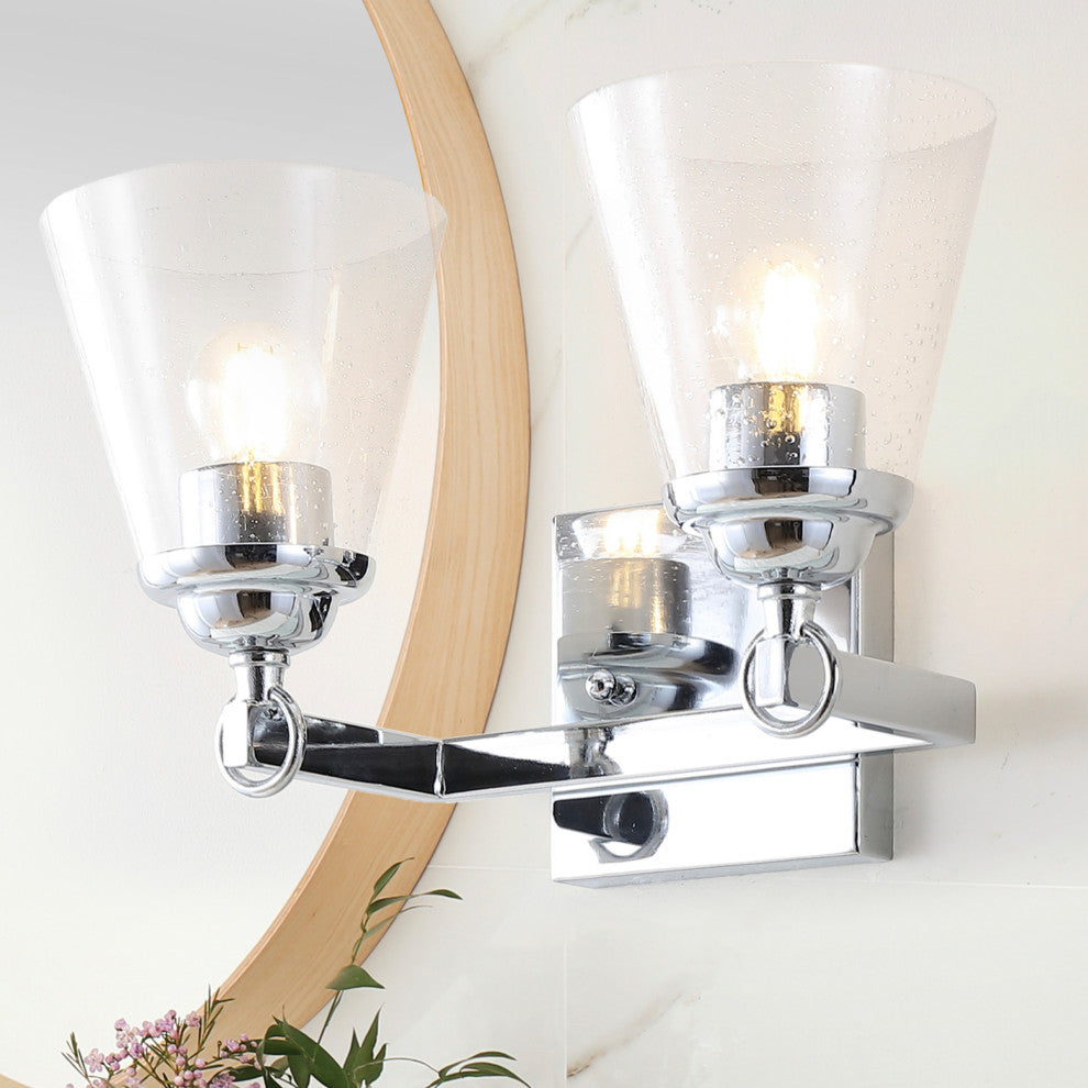 Marion Hurricane Metal, Glass Vanity Light, Chrome, 2-Light