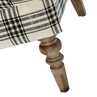 Upholstered Amchair With Plaid Pattern Set of 2, Black