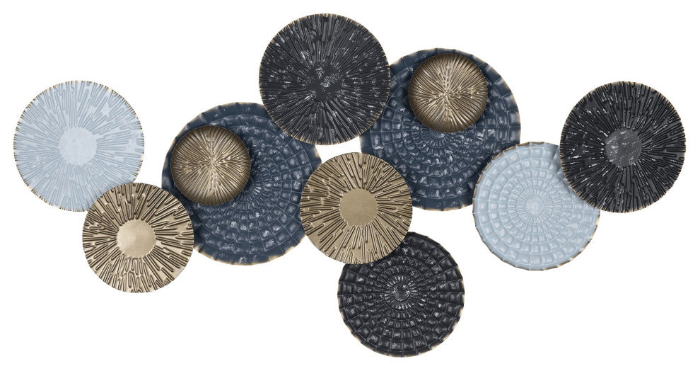 Blue and Gold Metal Plate Wall D"cor