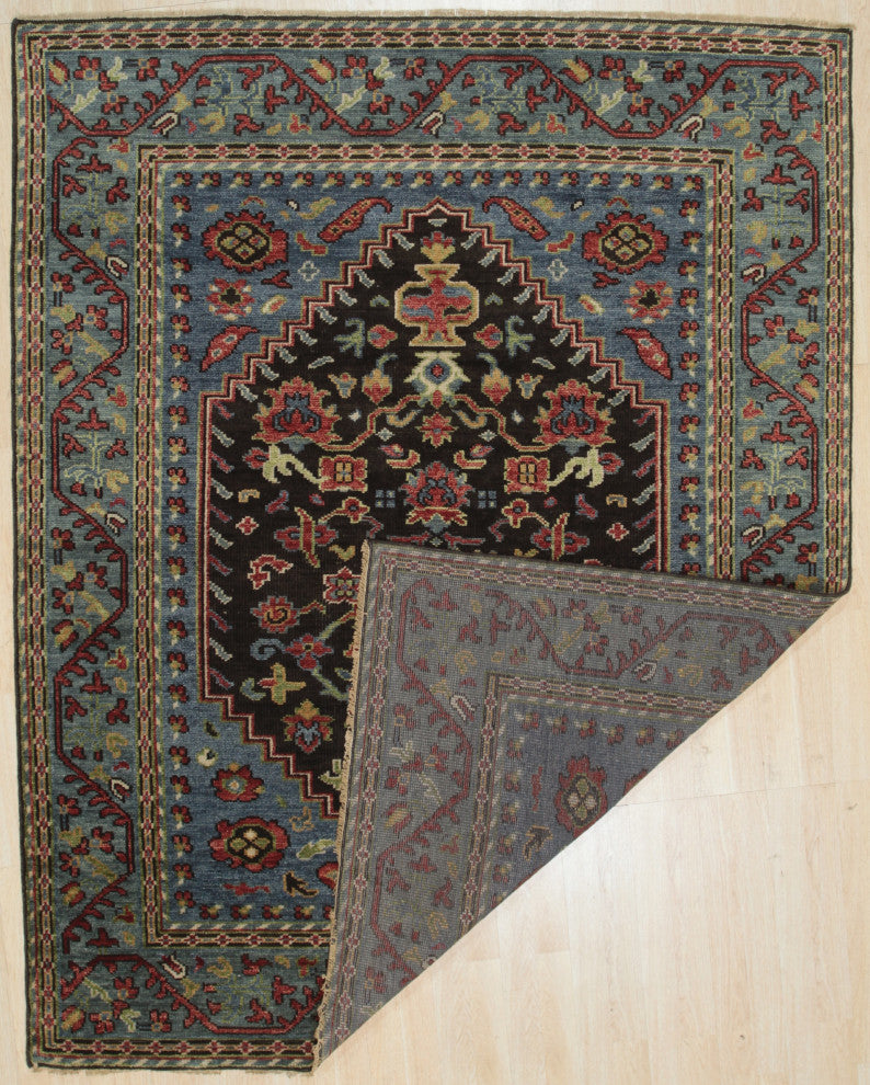 EORC Green Hand Knotted Wool Knot Rug, 7'6x9'6