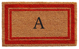 Red Border 18"x30" Monogram Doormat, Letter A