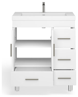The Latitude Bathroom Vanity, White, 30", Single Sink, Freestanding