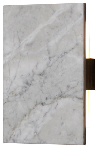 Tersus LED Wall Sconce, Dark Stained Walnut, Carrara Marble, Frosted Polymer