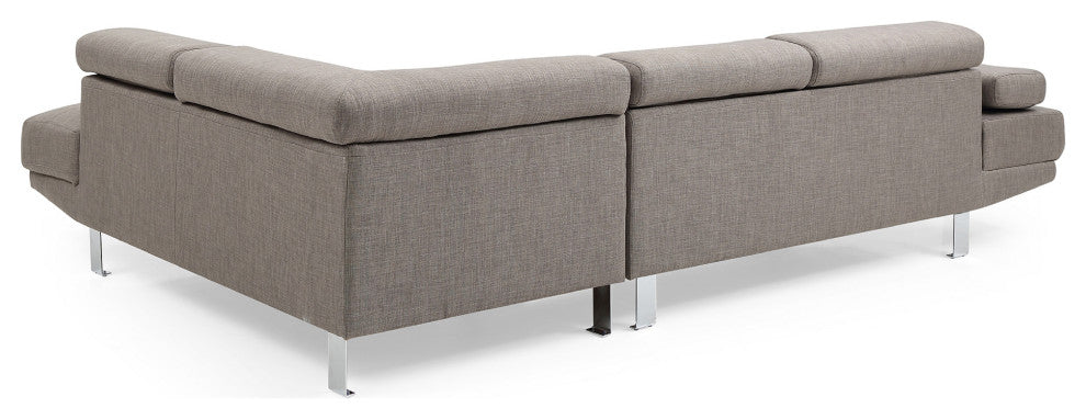 Riveredge 109" W 2 Piece Polyester Twill L Shape Sectional Sofa, Gray